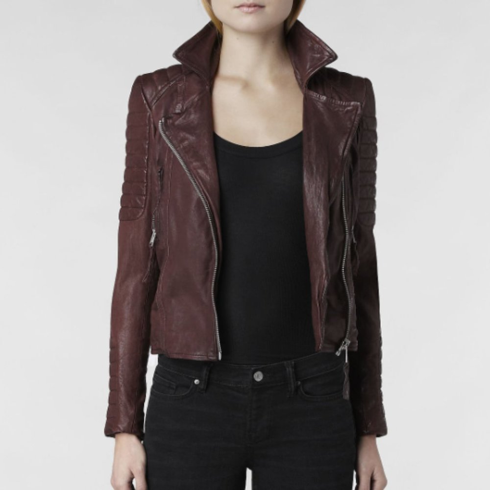 Allsaints oxblood leather jacket